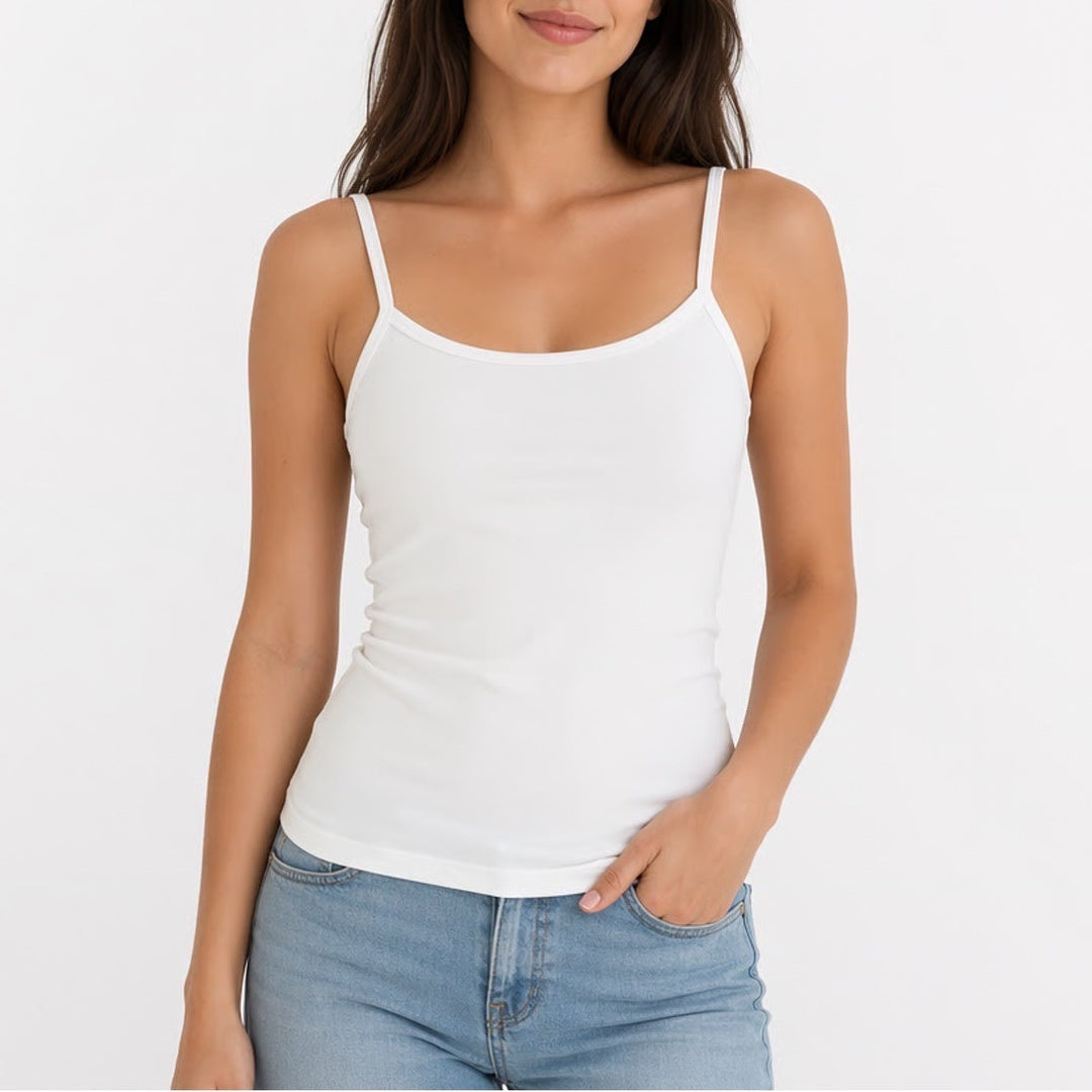 Shapermint Essentials All Day Every Day Cami Top Womens Medium White Stretch