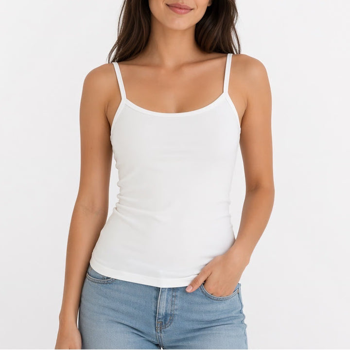 Shapermint Essentials All Day Every Day Cami Top Womens Medium White Stretch