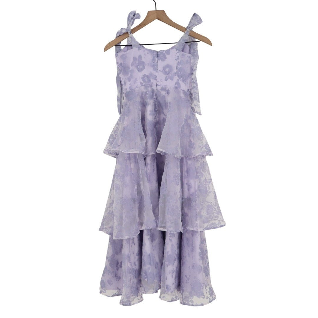 Lulus Glamorous Sweetie Midi Dress Womens XS Lavender Burnout Tie-Strap Bustier