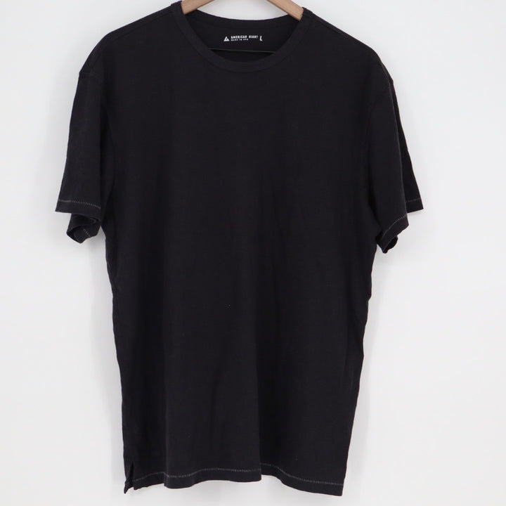 AMERICAN GIANT Mens Black Cotton Hemp T Shirt Size L Made in USA Crew Neck
