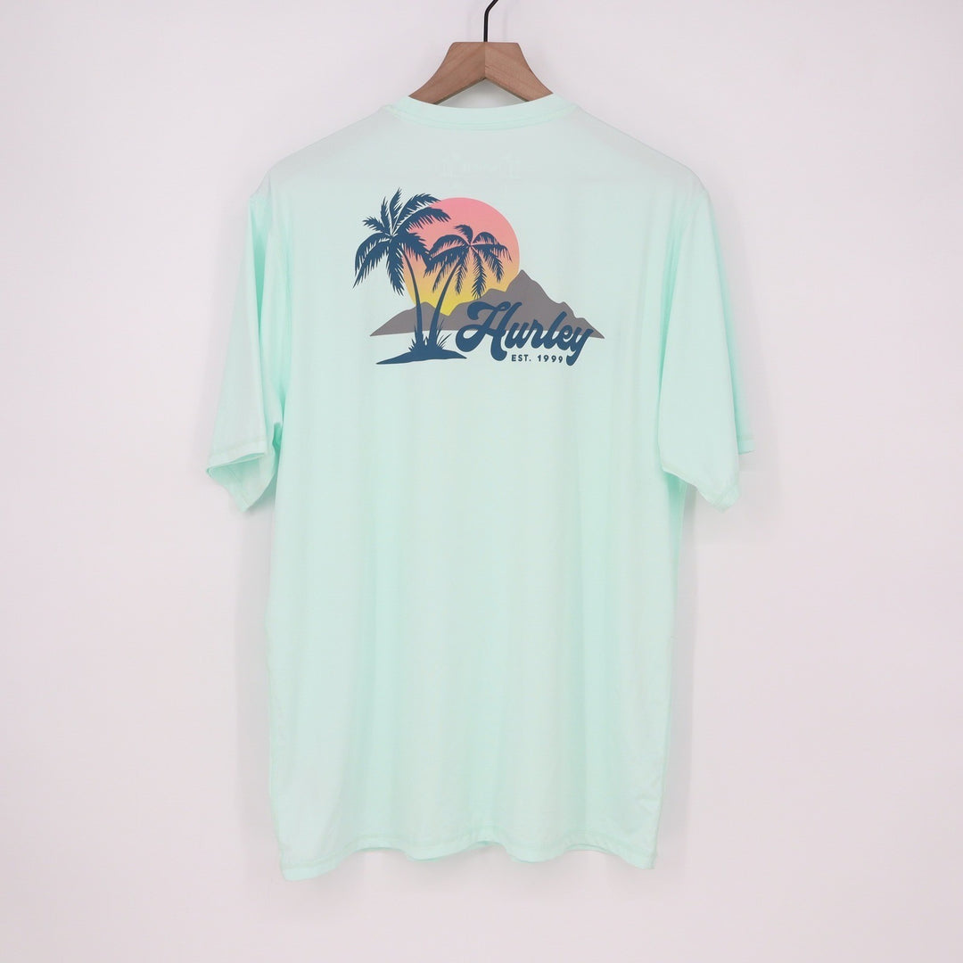 Hurley Mens Island Time Hybrid UPF 50+ Tee Mint Green Short Sleeve Large