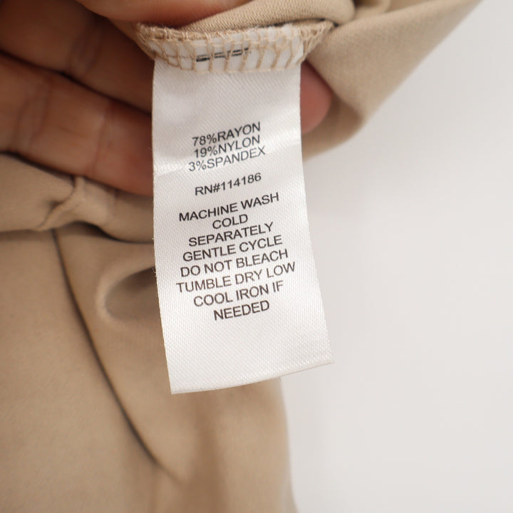 Chloe + Jasmine Tan Beige Pull On Straight Leg Trousers Pants Womens Pockets