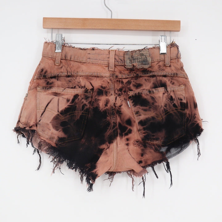Levis SilverTab Loose Tie Dye Bleach Wash Distressed Denim Shorts Copper Black 6