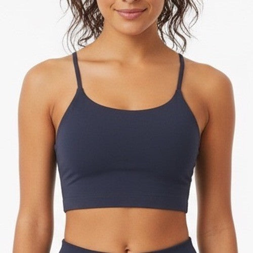 Athletic Crop Tank Top Navy Blue Spaghetti Strap Athletic Workout Size L