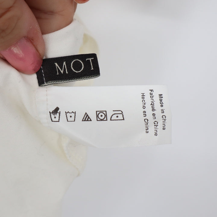 MOTF T-Shirt Women's M Cream Ruched Draped Front Short Sleeve