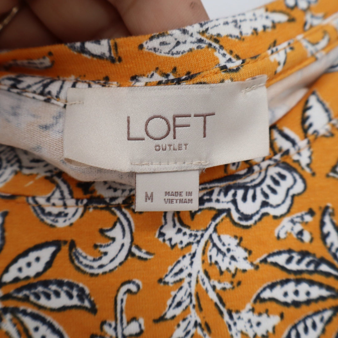 Loft Outlet Orange Floral Sleeveless Swing Mini Dress Womens Medium