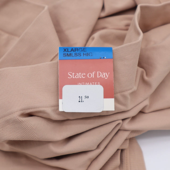 State Of Day Intimates Seamless Slip Boxer Brief Womens XL Beige Nylon Stretch