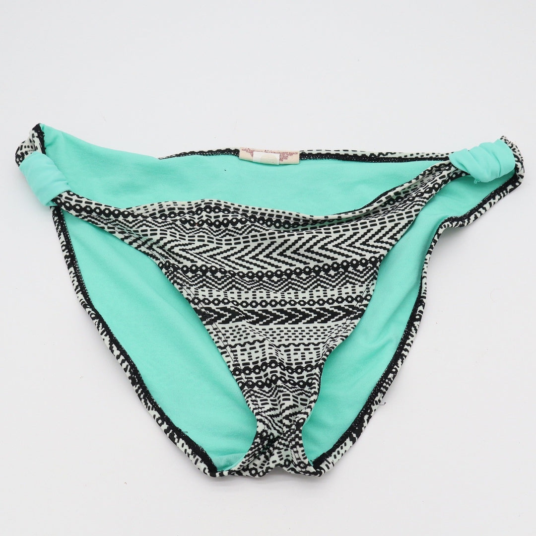SO Bikini Bottom Womens Large Hipster Geometric Black White Teal Excellent