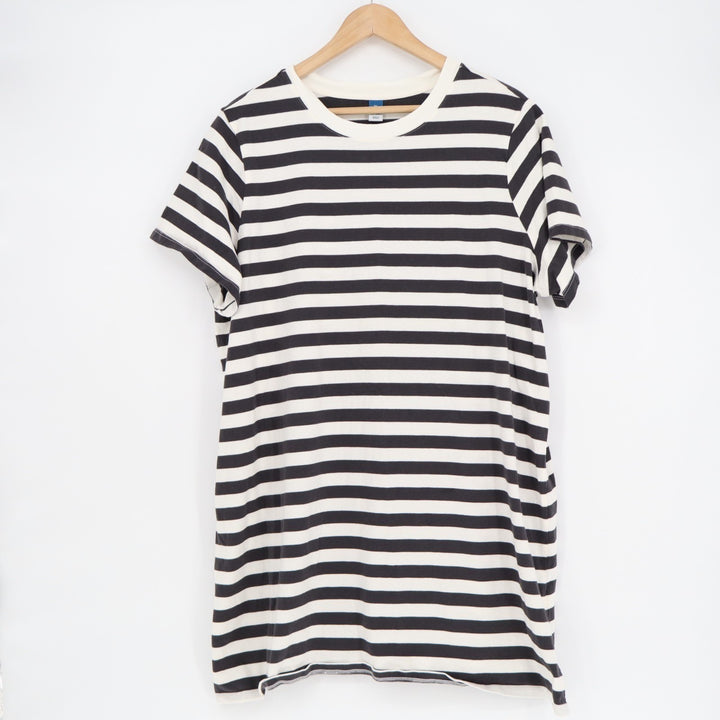 Old Navy T-Shirt Dress Womens XL Black White Striped Cotton Crew Neck Pullover