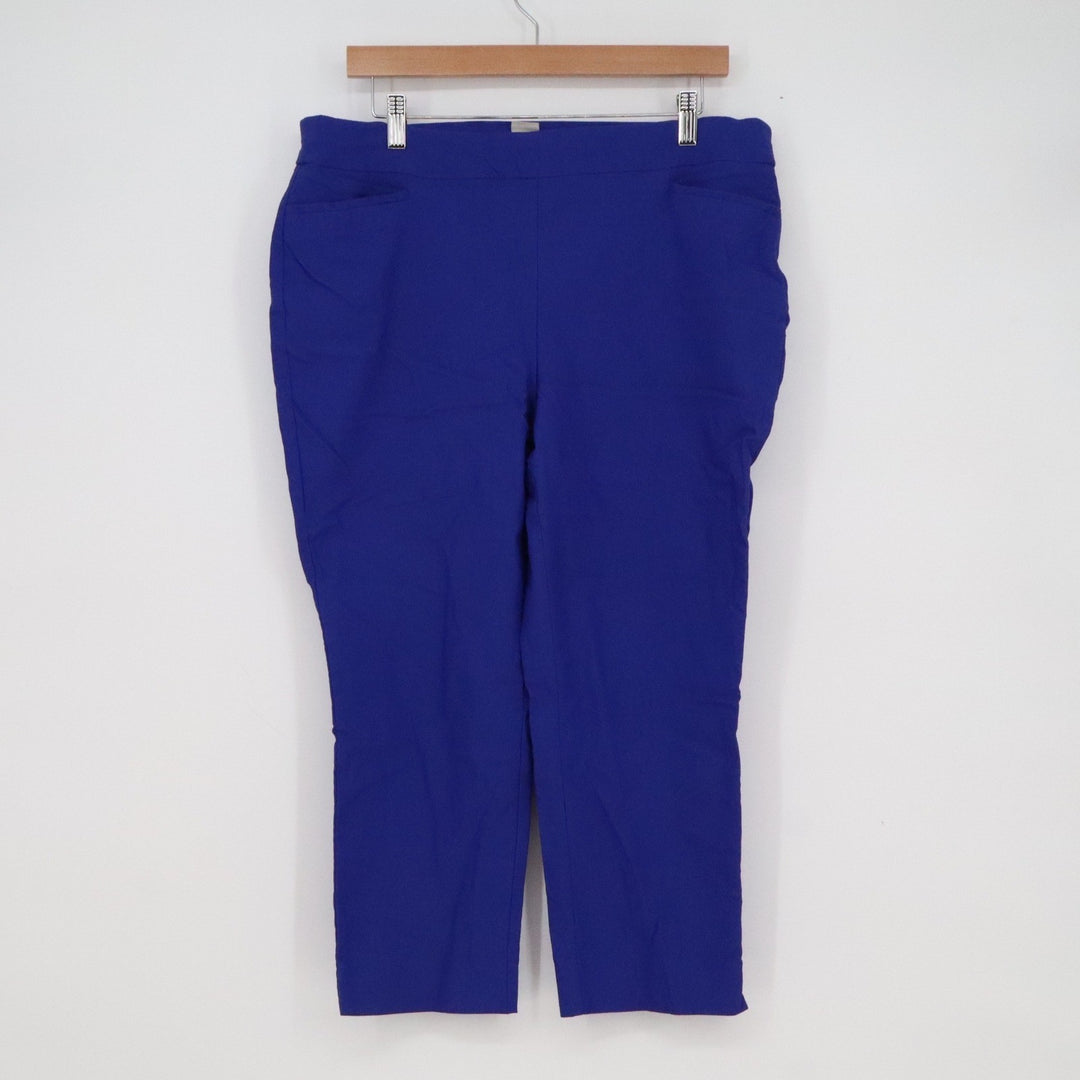 Chicos Brigitte So Slimming Crop Pants Cobalt Blue Size 3 US 16 Stretch Pull On