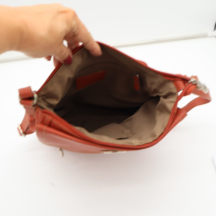 Relic Crossbody Bag Womens Medium Orange Faux Leather Multi-Pocket Fair