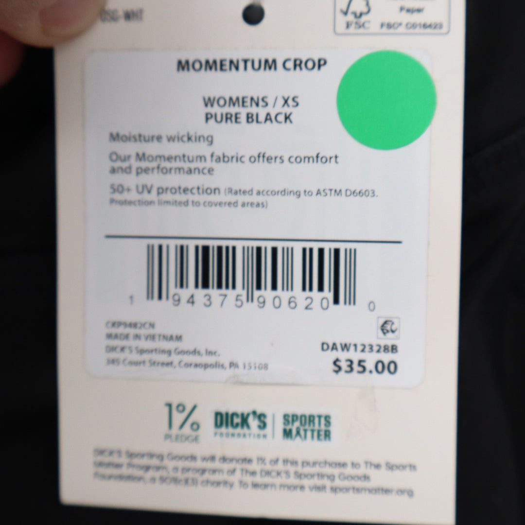 DSG Momentum Crop Leggings Womens XS Pure Black High Rise Side Pockets