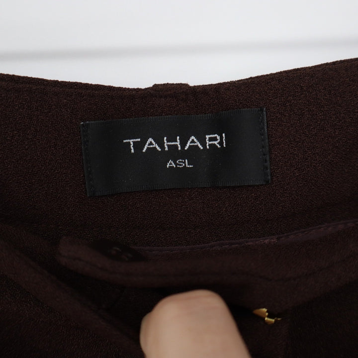 Tahari ASL Brown Crepe Straight Leg Dress Pants Size 18 Professional Trousers