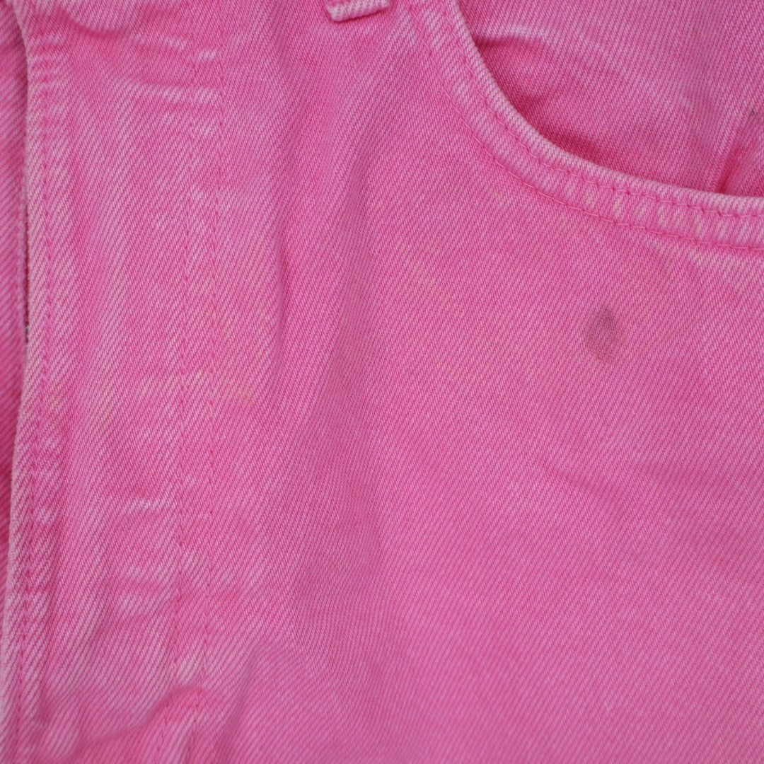Zara Boyfriend Shorts Womens 6 Pink Denim Cotton High Waisted Button Fly Casual