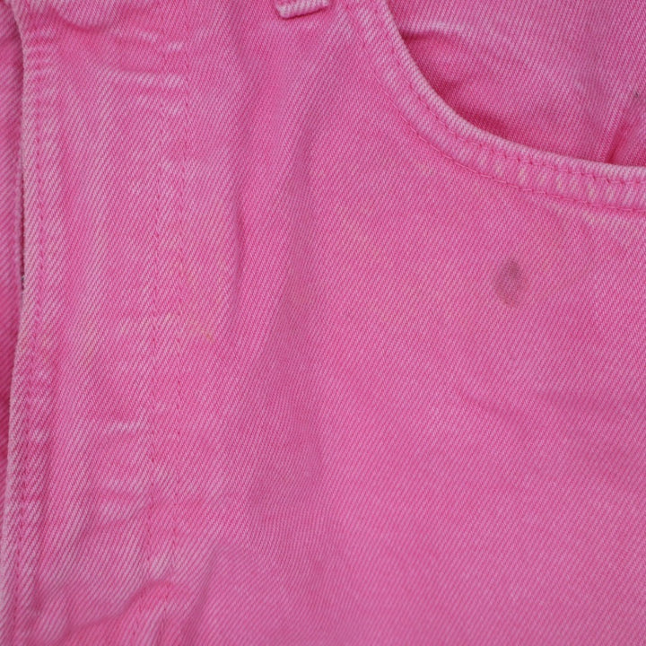 Zara Boyfriend Shorts Womens 6 Pink Denim Cotton High Waisted Button Fly Casual