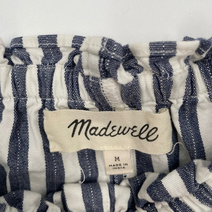 Madewell Striped Off Shoulder Button Front Ruffle Top M