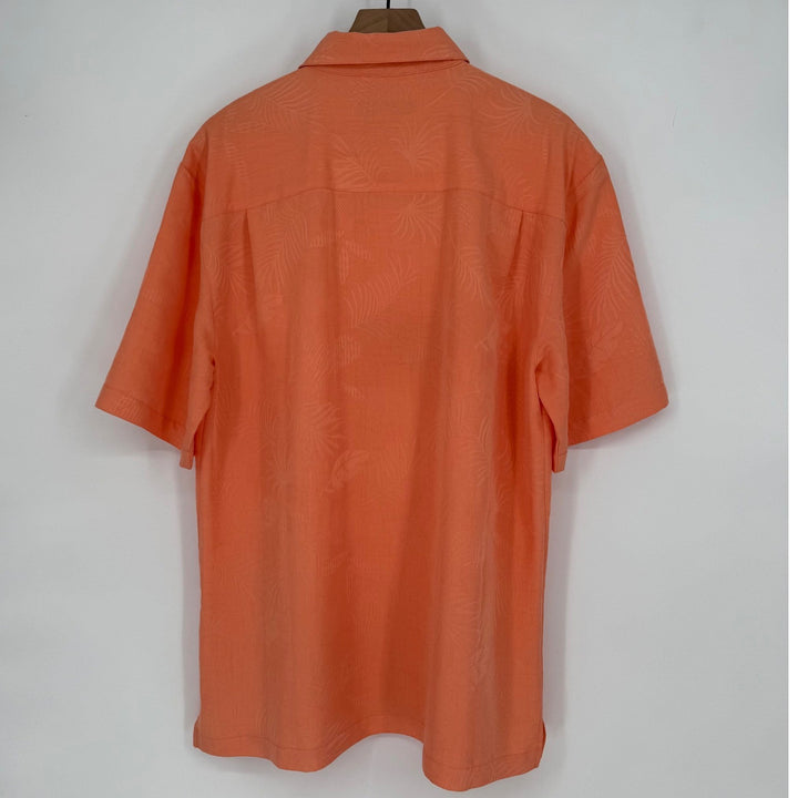 Joe Marlin Mens Orange Leaf Print Short Sleeve Button Up Shirt Size M