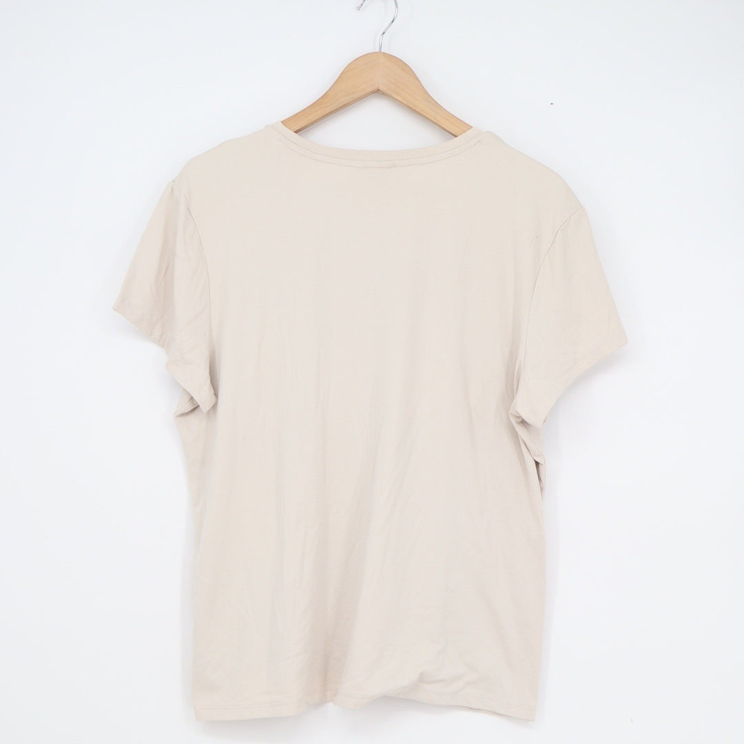 HM Womens XXL Beige Short Sleeve Crew Neck Stretch Nylon Spandex Basic T-Shirt