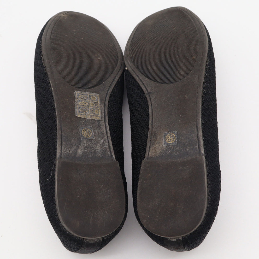 Womens Black Knit Ballet Flats Slip On Almond Toe Comfort Shoes Size 8.5