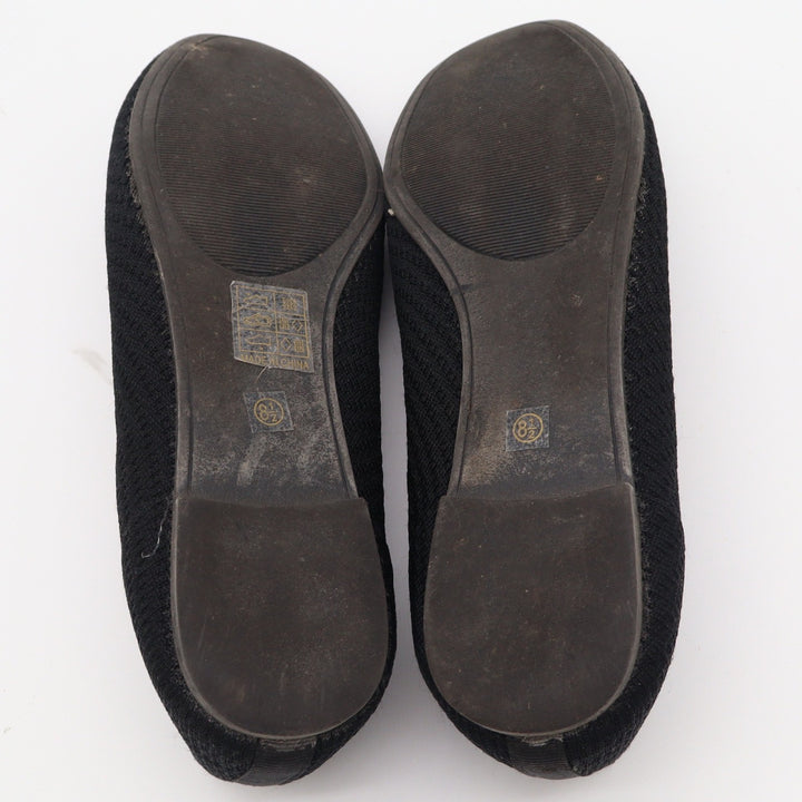 Womens Black Knit Ballet Flats Slip On Almond Toe Comfort Shoes Size 8.5