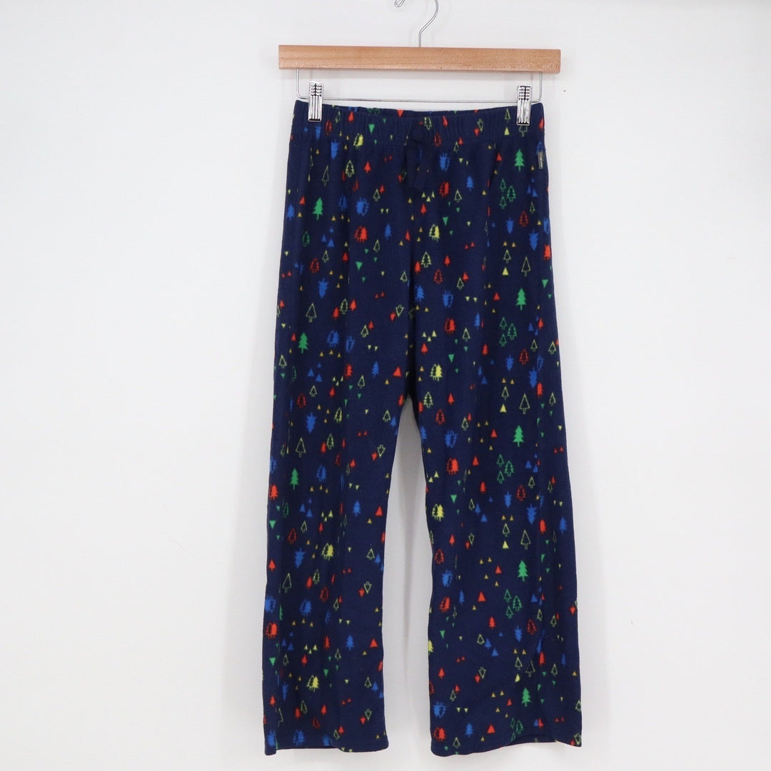 Eddie Bauer Kids M 10/12 Fleece Pajama Pants Navy Blue Christmas Tree Holiday