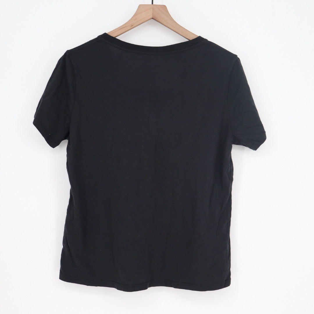 American Giant Womens Black V Neck T Shirt Made in USA Size L