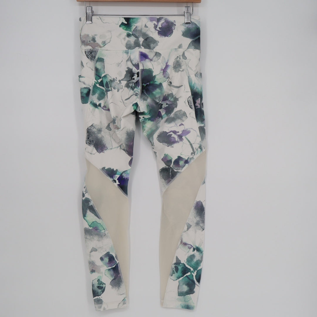 Athleta Mudra Crop Leggings Womens Small White Multi Floral Stretch Yoga Workout