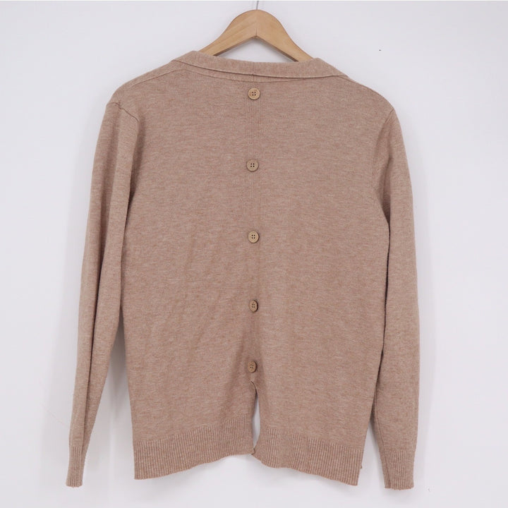 Vila Milano Womens Tan Open Front Button Back Cardigan Sweater Size L