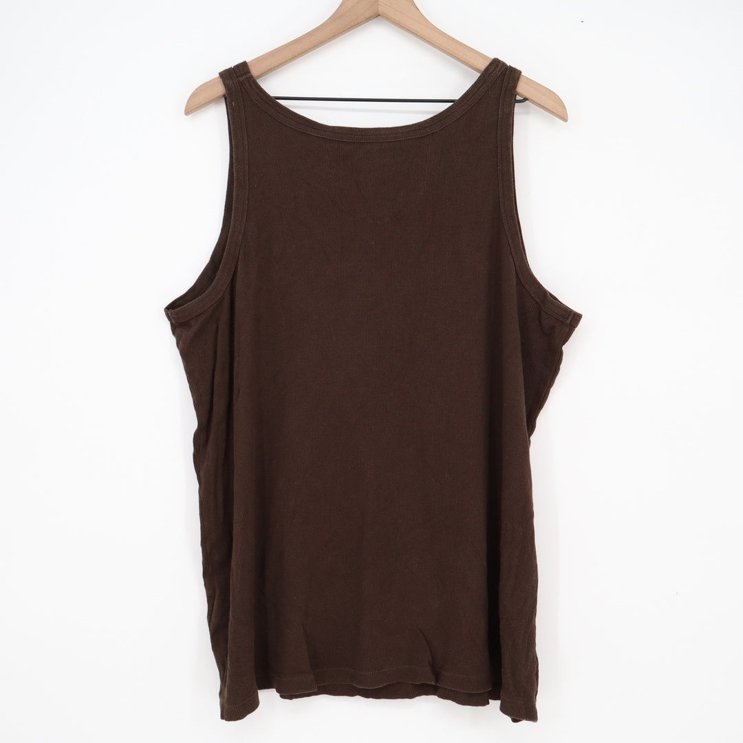 Avenue Must-Have Tank Brown Ribbed Cotton Plus Size 26/28 Sleeveless Scoop Neck