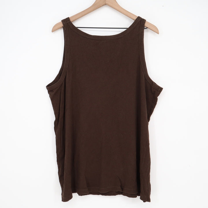 Avenue Must-Have Tank Brown Ribbed Cotton Plus Size 26/28 Sleeveless Scoop Neck