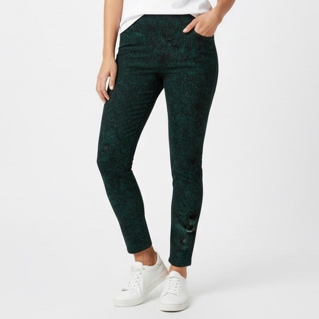 Chico's Jasper Opulent Python Juliet 360 Side Vent Ankle Pants Womens 14 Green