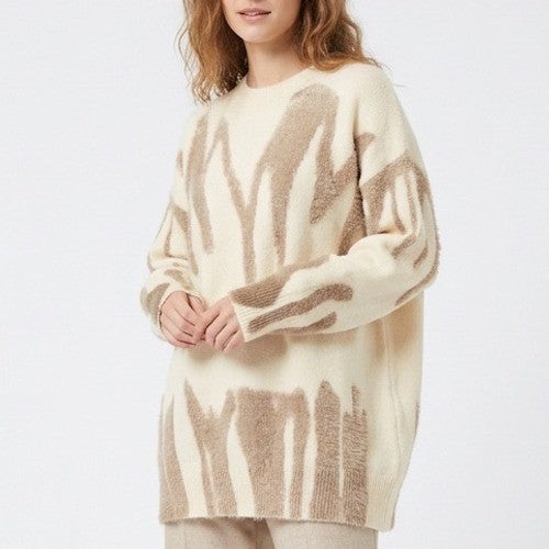 Altar'd State Sweater Womens S/M Cream Tan Tight Knit Acrylic Oversized Fit