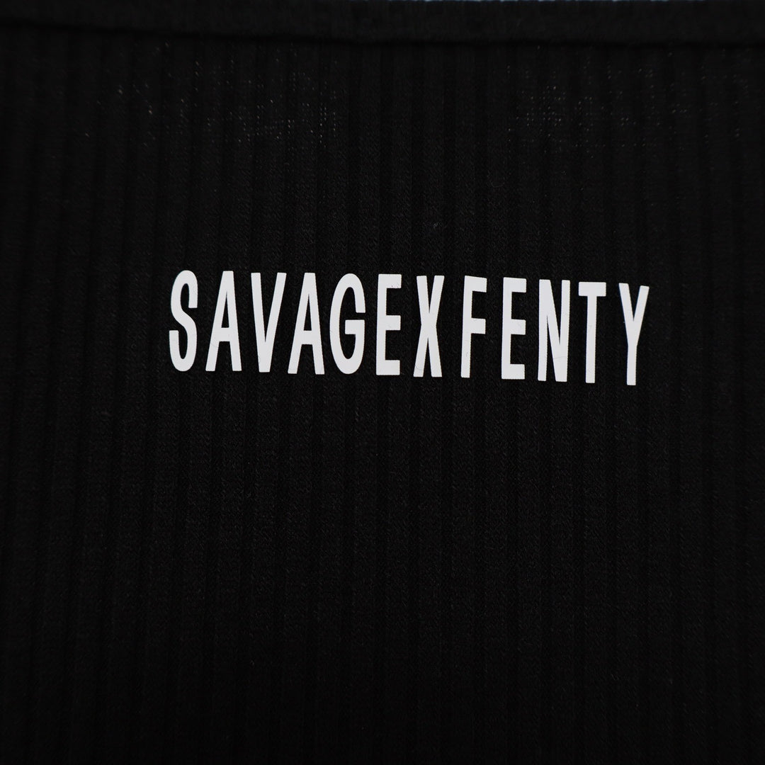 Savage X Fenty Womens Ribbed Tank Top Black Scoop Neck Logo XS