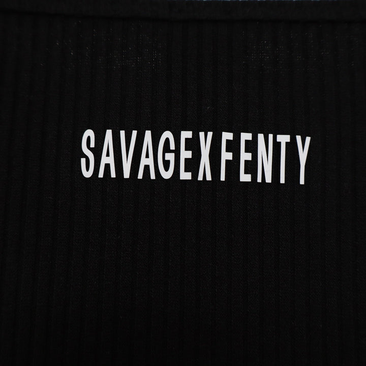 Savage X Fenty Womens Ribbed Tank Top Black Scoop Neck Logo XS