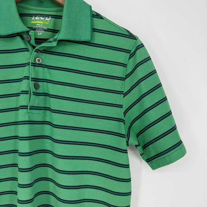 IZOD Perform Xtreme Function Golf Polo Shirt Green Black Stripe Short Sleeve