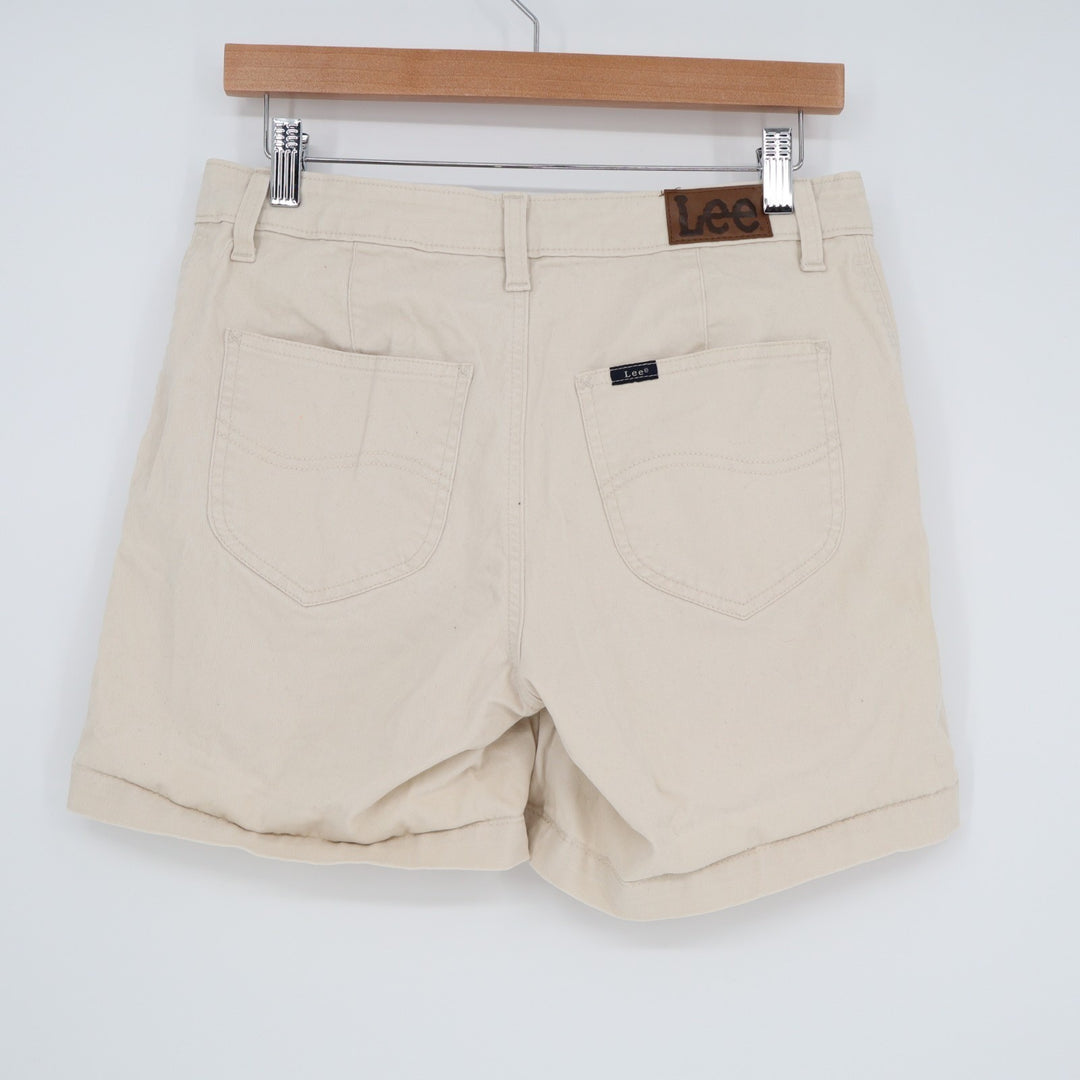 Lee Chino Shorts Womens White Zip Fly Patch Pockets Regular Fit Mid Rise