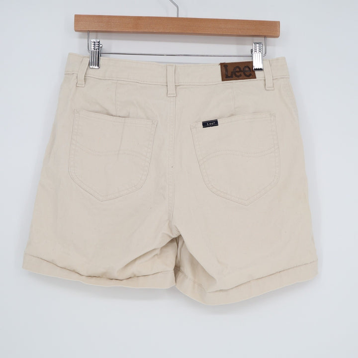 Lee Chino Shorts Womens White Zip Fly Patch Pockets Regular Fit Mid Rise
