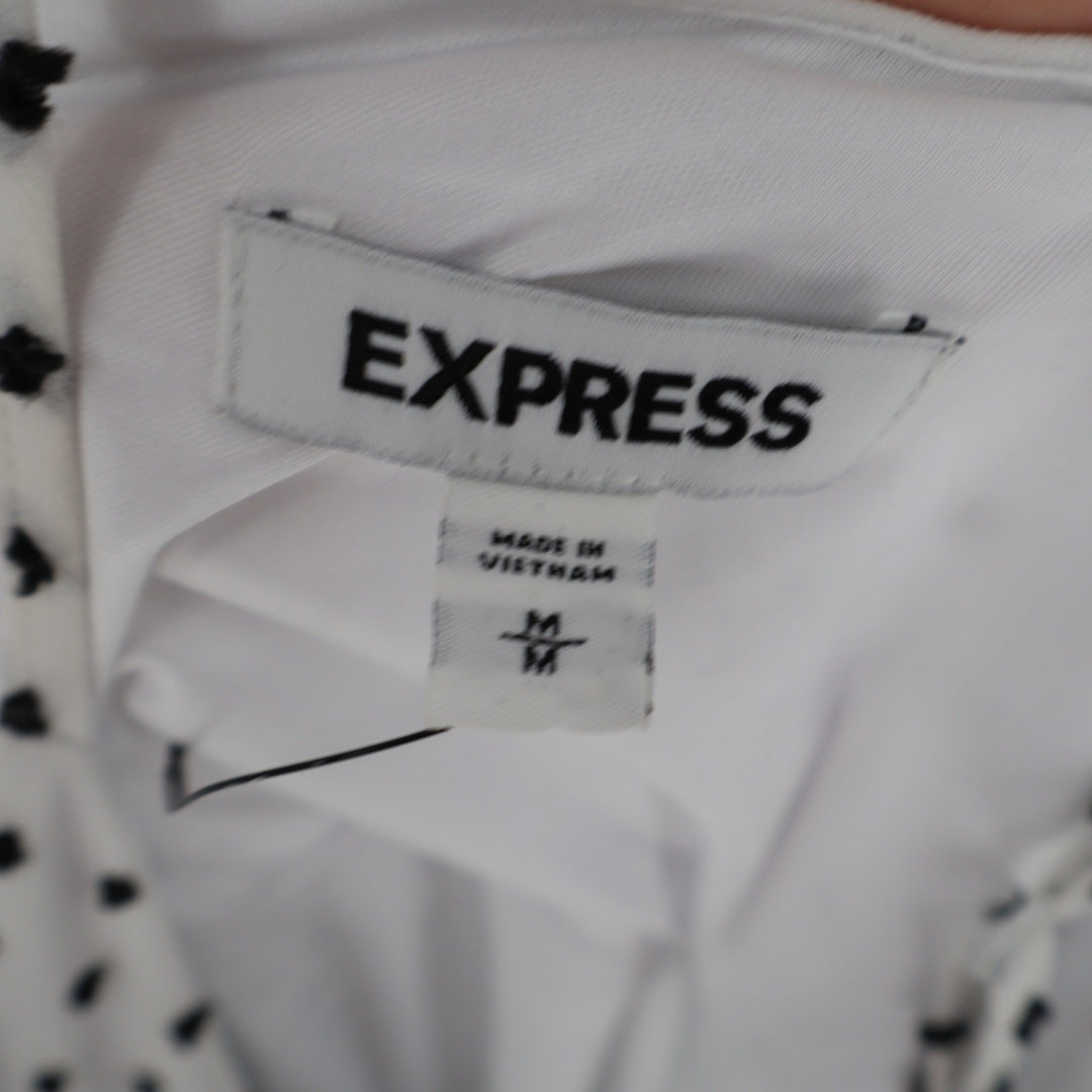 Express Polka Dot Wrap Midi Dress White Black Sleeveless Spaghetti Strap Medium