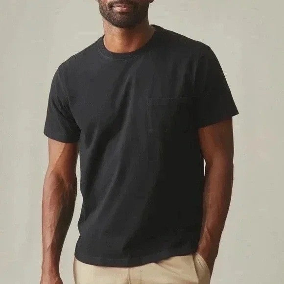 American Giant T-Shirt Mens XL Black Cotton Short Sleeve Front Pocket Outdoor