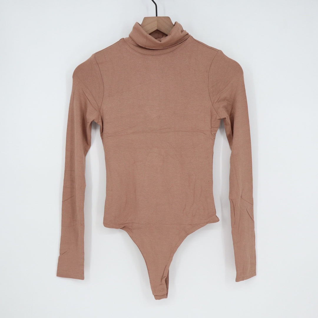 Naked Wardrobe Mauve Brown Turtleneck Long Sleeve Bodysuit XL