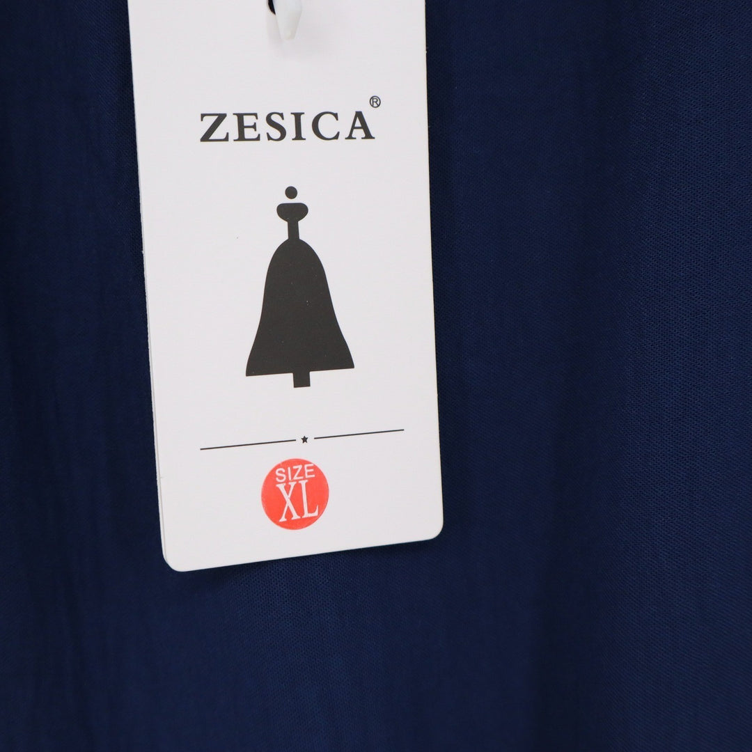 ZESICA Navy Blue V-Neck Flutter Sleeve Elastic Waist Jumpsuit XL