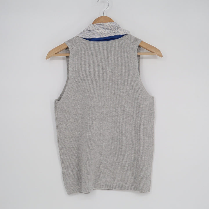 Anthropologie Moth Sweater Vest Womens Medium Gray Ribbed With Attached Scarf