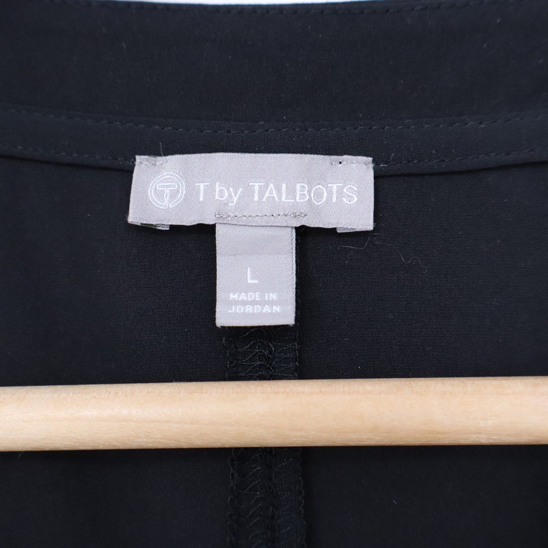 T by Talbots Womens Black Sleeveless Round Neck Stretch Active Top Size L