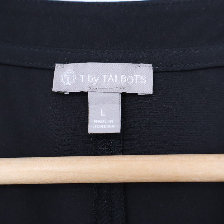 T by Talbots Womens Black Sleeveless Round Neck Stretch Active Top Size L