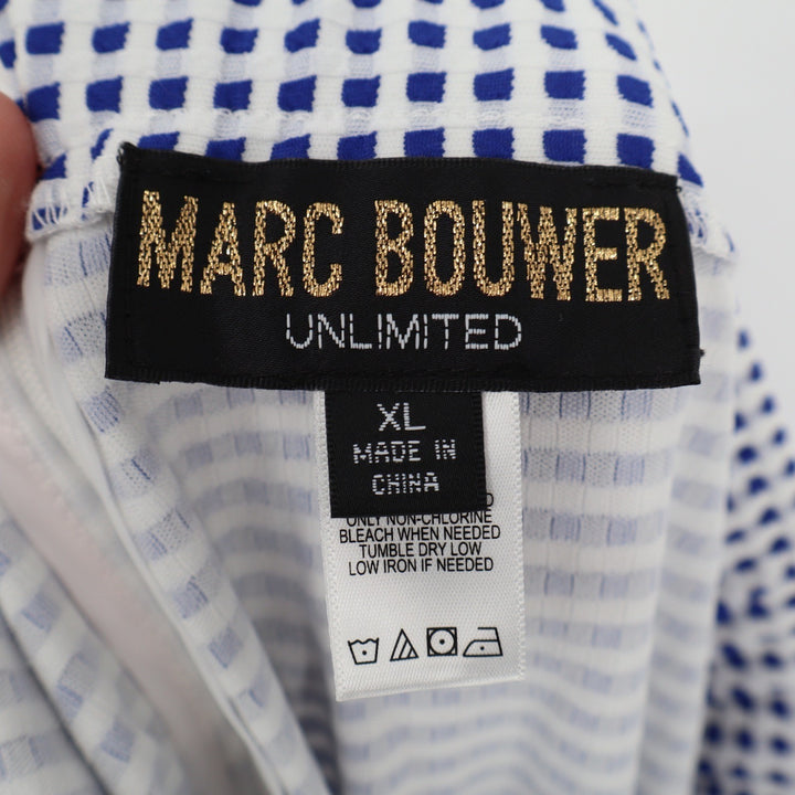 Marc Bouwer Unlimited Blue White Gingham Wide Leg Pants XL Textured Stretch SKU