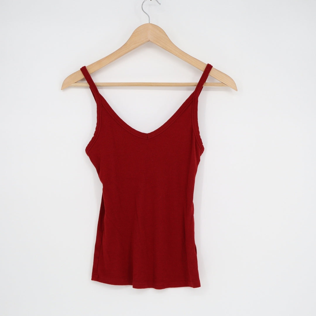 Unbranded Red Ribbed V-Neck Spaghetti Strap Camisole Top Style 970 Mens S