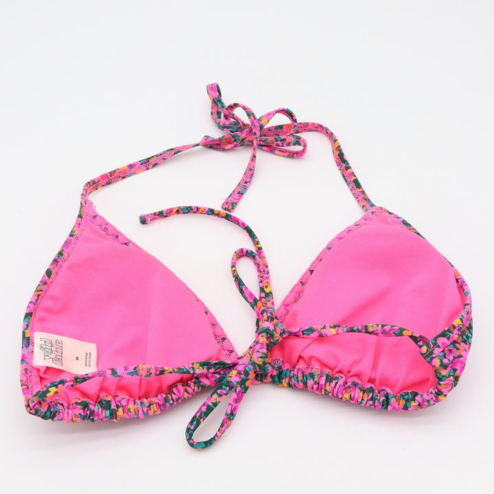 Wild Fable Bikini Top Womens M Triangle Floral Pink Adjustable Straps Excellent