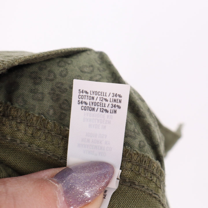 Aerie Adventure Cutoff Shorts Womens Medium Olive Green Patch Pockets Frayed Hem