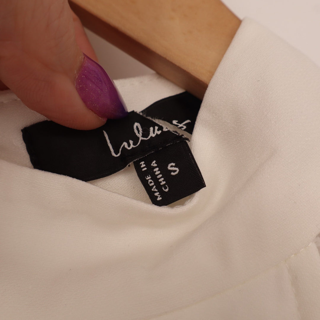 Lulus Love of Mine Swing Mini Dress Womens Small White Halter Neck Keyhole Back
