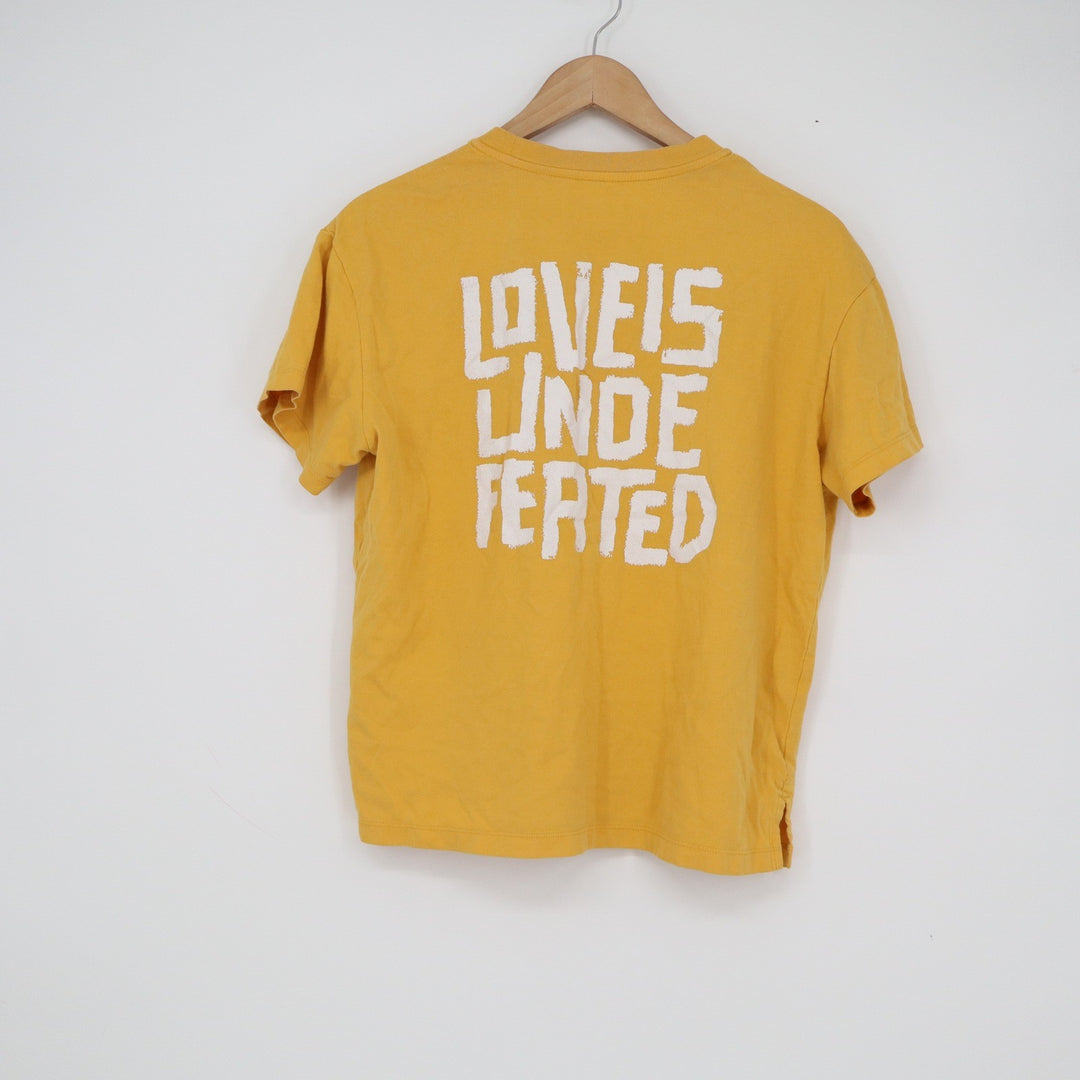 Uniqlo SPRZ NY Timothy Goodman Love Is Undefeated Pocket T-Shirt Yellow Small